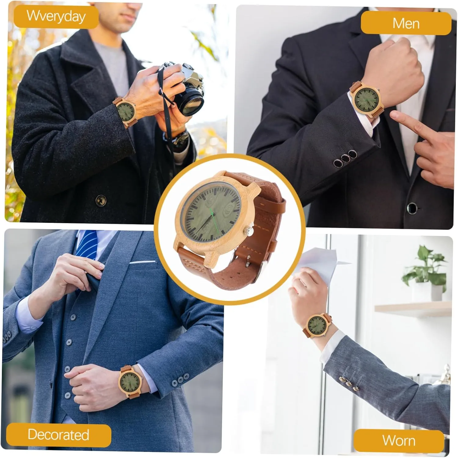 compare tourist glycoside acre Vintage with Maple Face Lightweight Durable Casual Natural Wooden Wristwatch for Men with Leather Band 