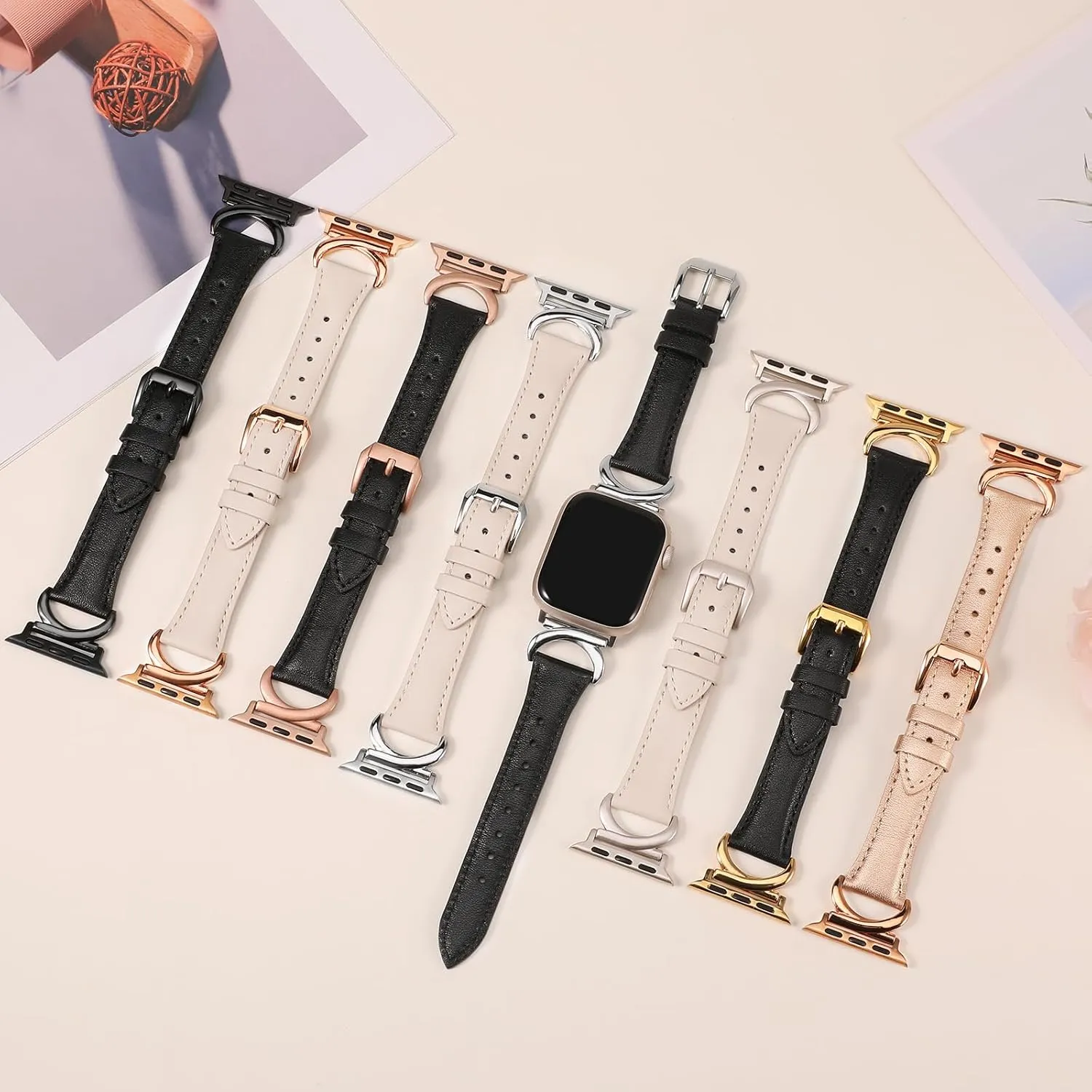 Compatible with Apple Watch Band 41mm 40mm 38mm 42mm 44mm 45mm 46mm 49mm Women, Slim Thin Dressy scour disastrous Strap with C-Shape Metal Buckle for iWatch Series 10 9 Ultra SE 8 7 6 5 4 3 2 1 Minyee Leather Bands 