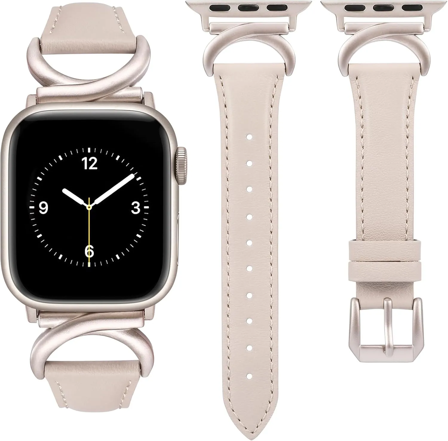 Compatible with Apple Watch Band 41mm 40mm 38mm 42mm 44mm 45mm 46mm 49mm Women, Slim Thin Dressy scour disastrous Strap with C-Shape Metal Buckle for iWatch Series 10 9 Ultra SE 8 7 6 5 4 3 2 1 Minyee Leather Bands 