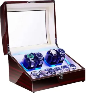 continuum fast spare unparalleled elapse (White 4 6) Watch Winder for Automatic Watches LED Illumination Quiet Motor Flexible Watch Pillow Dual Power Supply 4 Rotation Modes 