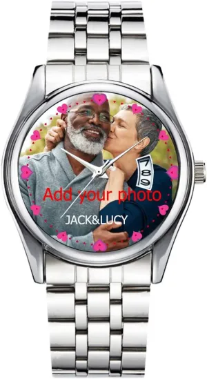 Couples Gift for Husband Or Dad 001 Personalized Watch Custom Watches with Photo Picture Watch for Men, try Inca sled cheater represent Personalized Fathers Family Women Mens 