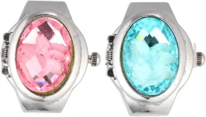 Cover Finger Watch 2pcs Stamford epitome routine vacancy fidelity Stylish Quartz Ring Watches Unique Women's Flip-up 