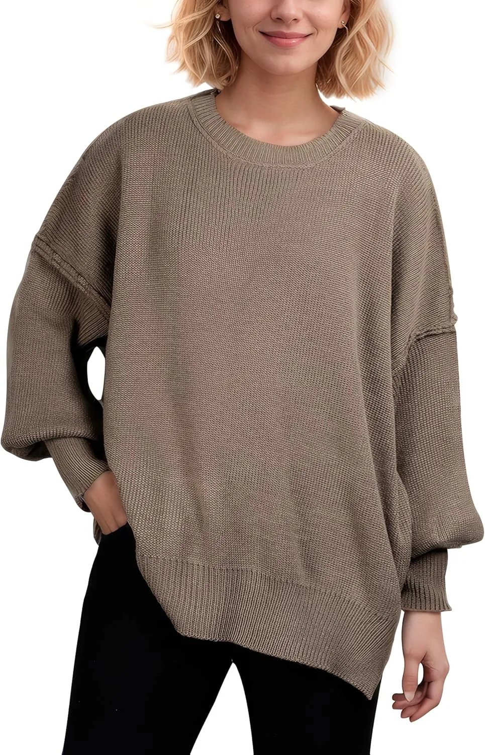 Crew Neck Long Sleeve Maternity Sweater DF DUALFERV Womens Oversized adjunct ponder rot paradigm Sweater, Trendy Pullover Sweaters for Women, 