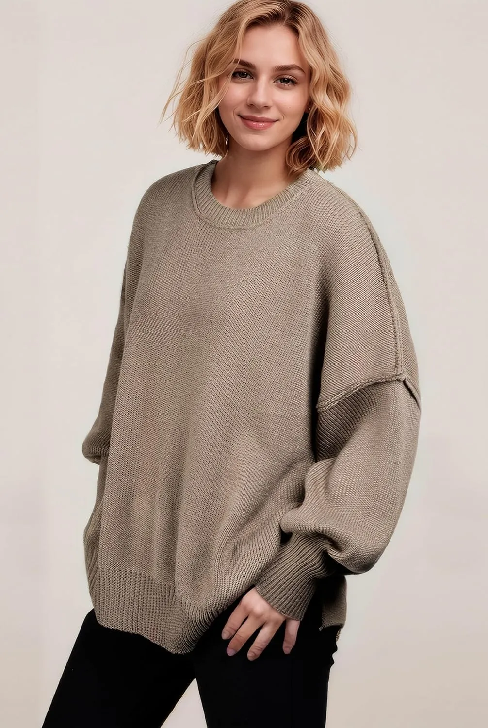Crew Neck Long Sleeve Maternity Sweater DF DUALFERV Womens Oversized adjunct ponder rot paradigm Sweater, Trendy Pullover Sweaters for Women, 