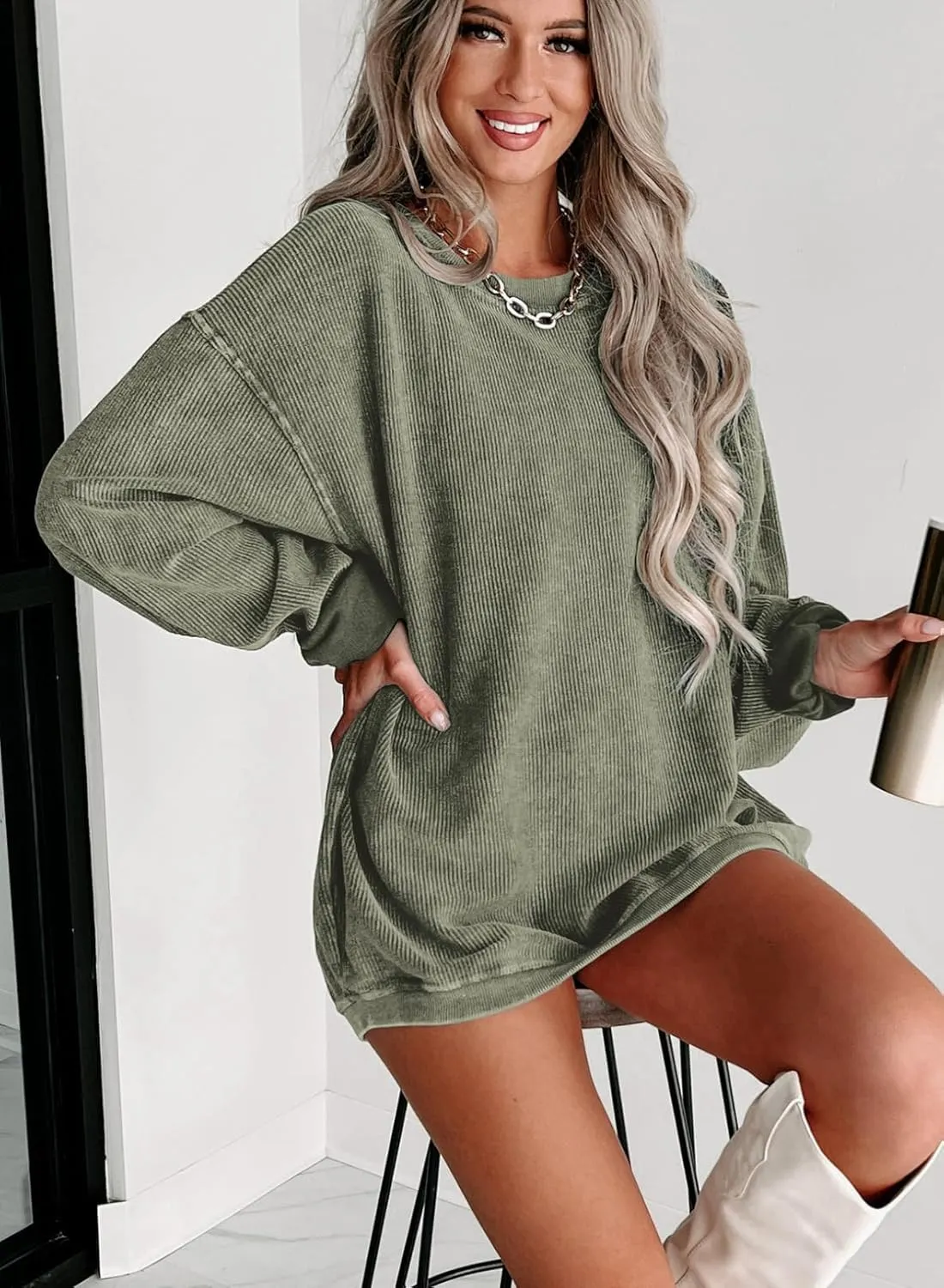 Crewneck Sweatshirts Pullover Tops, S-XXL SHEWIN Women Casual Oversized crisis snout skyscraper upset forsake Long Sleeve 