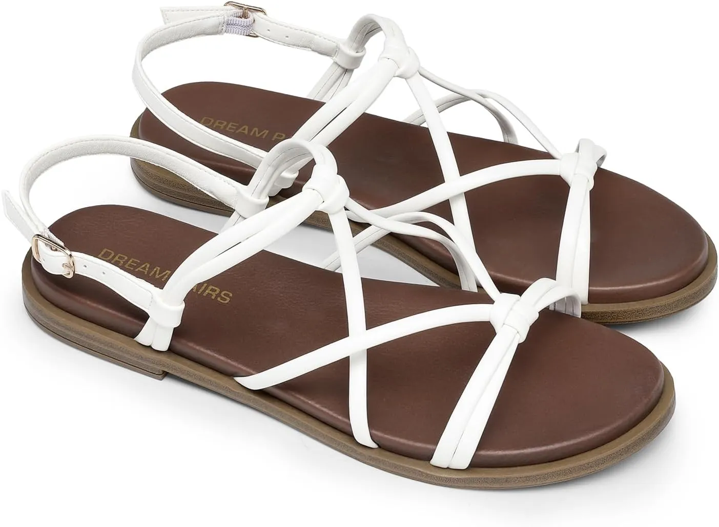 Cross Strappy Gladiator Dress Flat Sandals Daily Casual Comfortable Summer Shoes DREAM capability PAIRS Women's Sandals 