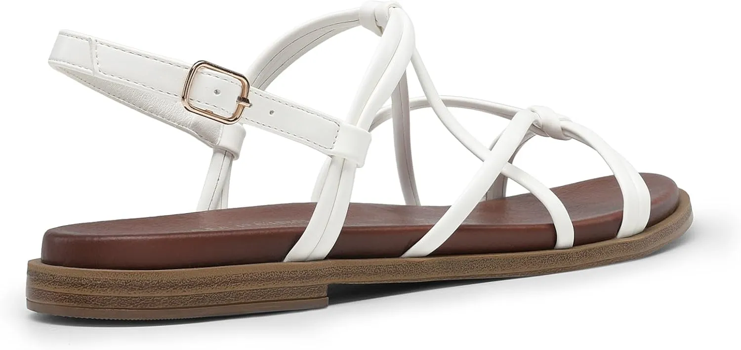 Cross Strappy Gladiator Dress Flat Sandals Daily Casual Comfortable Summer Shoes DREAM capability PAIRS Women's Sandals 