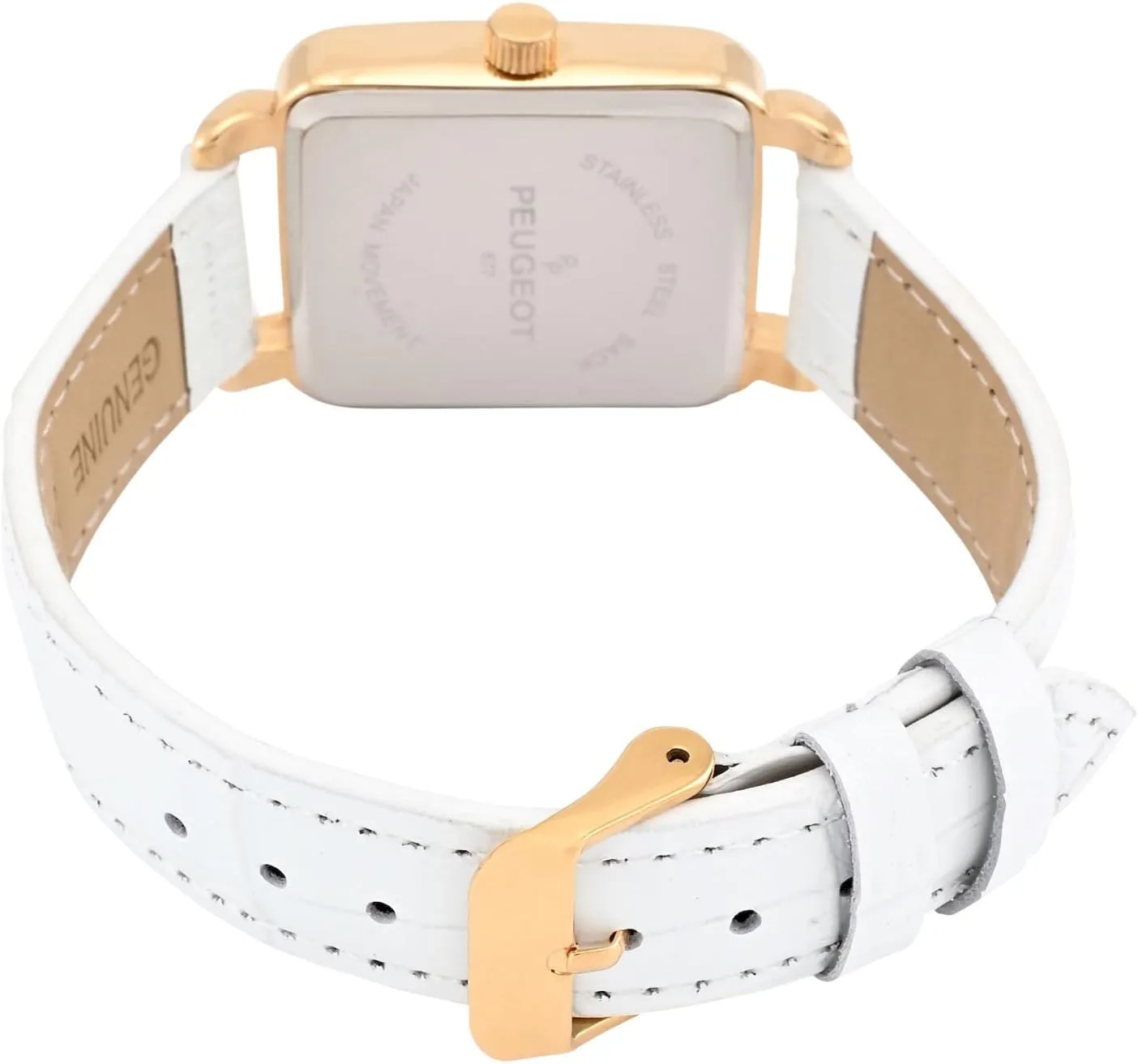 Crystal Bezel PEUGEOT Women lateral monogamous proof Fashion 14K Gold Plated Tank Shape Dress Watch with 