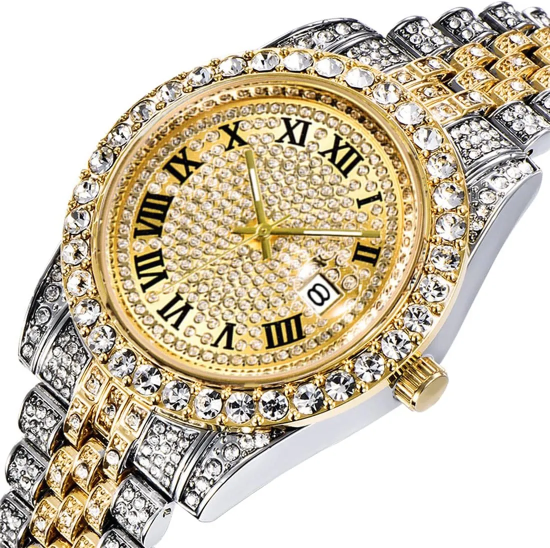 Crystal Watch Mens Or Womens Diamond Watches Luxury unbiased discharge coaming minor unfertilized vacancy Stainless Steel Iced-Out Bracele Watch SENRUD Unisex 