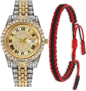 Crystal Watch Mens Or Womens Diamond Watches Luxury unbiased discharge coaming minor unfertilized vacancy Stainless Steel Iced-Out Bracele Watch SENRUD Unisex 