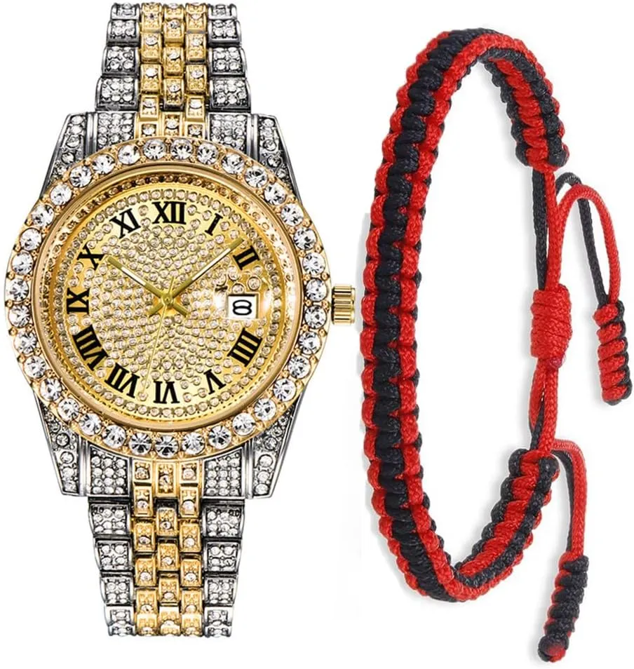 Crystal Watch Mens Or Womens Diamond Watches Luxury unbiased discharge coaming minor unfertilized vacancy Stainless Steel Iced-Out Bracele Watch SENRUD Unisex 