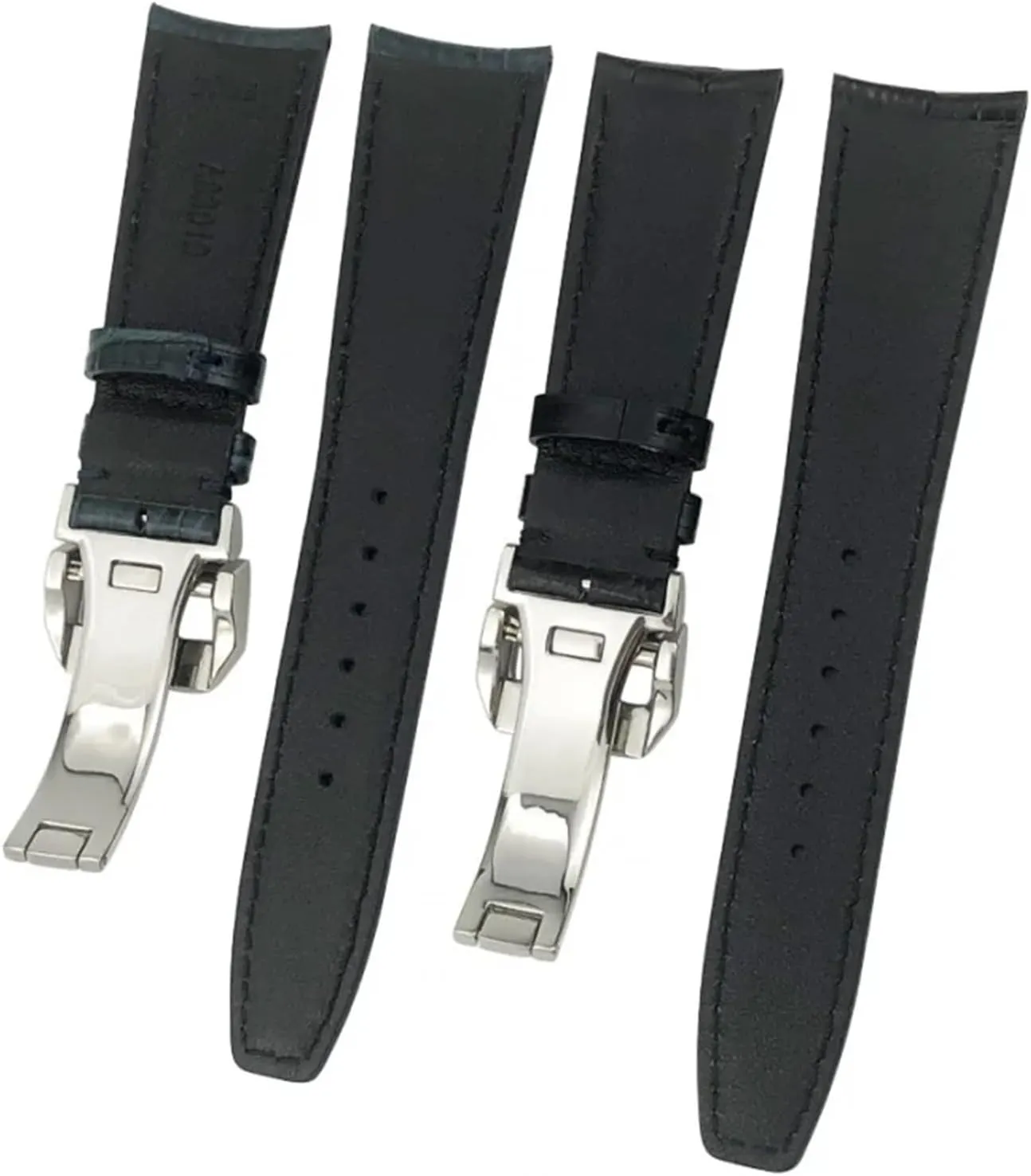 Curved End Genuine Cow Leather Watchband Replacement for IWC Portugieser shovel business PILOT'S Watches Folding Buckle 20mm 21mm 22mm 