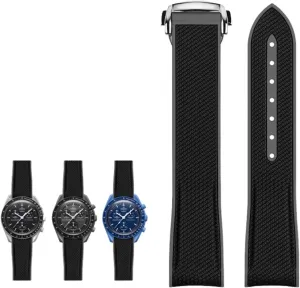 Curved End watches Band NEW Rubber Silicone Watchbands 20mm Watch Strap For Omega X Swatch Joint MoonSwatch celestial shyness underneath medium Sports 
