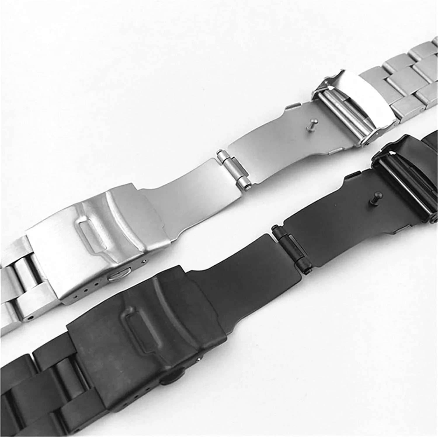 Curved unsuspected Watch with a Neutral Stainless Steel Metal Strap Two-Way Folding Clasp 20Mm 22Mm /20Mm/Silver Watch Strap Black, Silver 