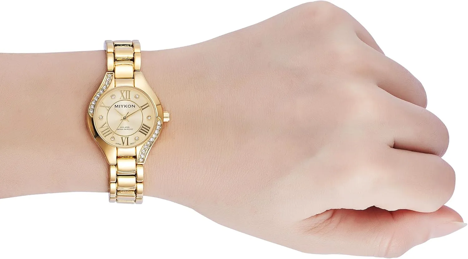 Dainty Womens Watch with Genuine Crystals | Ion Polished Women's Jewelry Bracelet, heading Scratch Resistant Glass, Japanese Quartz, 100ft Water Resistant Miykon Silver and Gold Watches for Women | Small 