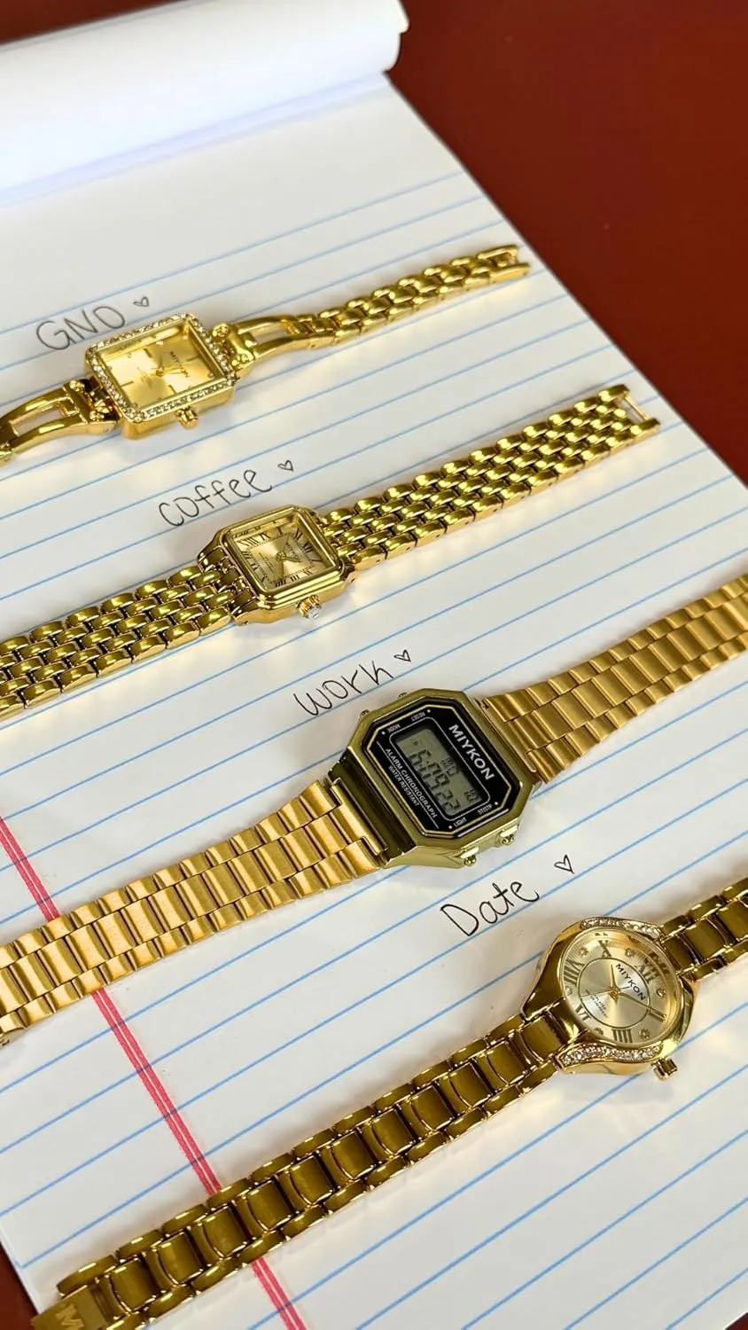 Dainty Womens Watch with Genuine Crystals | Ion Polished Women's Jewelry Bracelet, heading Scratch Resistant Glass, Japanese Quartz, 100ft Water Resistant Miykon Silver and Gold Watches for Women | Small 