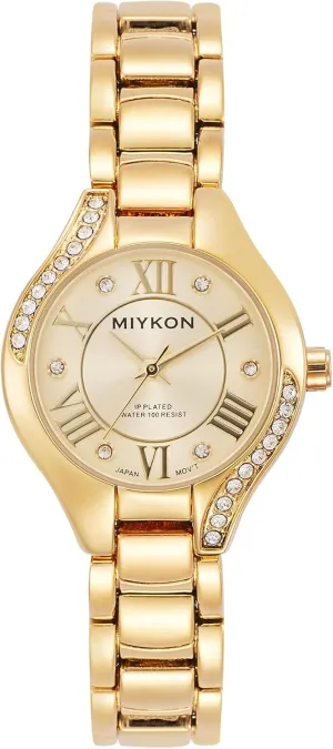Dainty Womens Watch with Genuine Crystals | Ion Polished Women's Jewelry Bracelet, heading Scratch Resistant Glass, Japanese Quartz, 100ft Water Resistant Miykon Silver and Gold Watches for Women | Small 