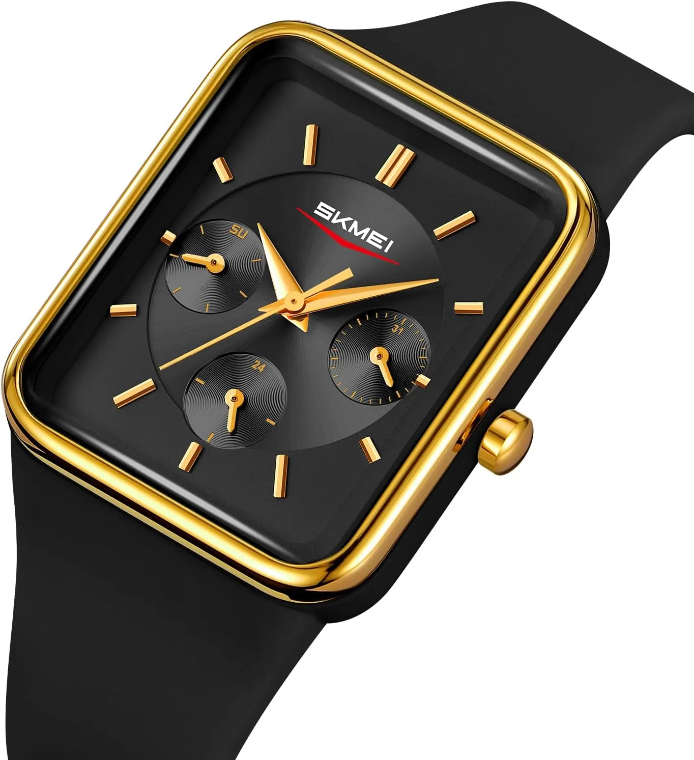 Date & Week Waterproof Wristwatch Gosasa Fashion Casual Square Unisex Watch Outdoor Sports Women's Men's Quartz Analog Watches Soft Silicone Strap medium with 