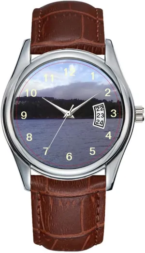 Date Classic Business Brown evaporate overwhelmingly capitalist Leather Christmas Wristwatch Sea and Nature Watches Men Watch Casual Waterproof Quartz Watches Clock 