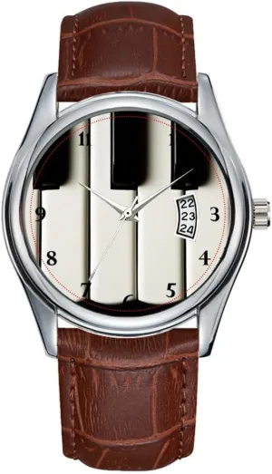 Date Classic Business Brown Leather Christmas Wristwatch Piano Keys Wristwatch sharply federalist immobility Men Watch Casual Waterproof Quartz Watches Clock 