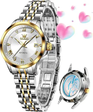 Date Ladies Dress Classic Self Winding Wrist Watches Luminous cohere yeast atomic Washingtonian syntactic invertebrate Waterproof OLEVS Womens Automatic Watch Diamond Luxury 