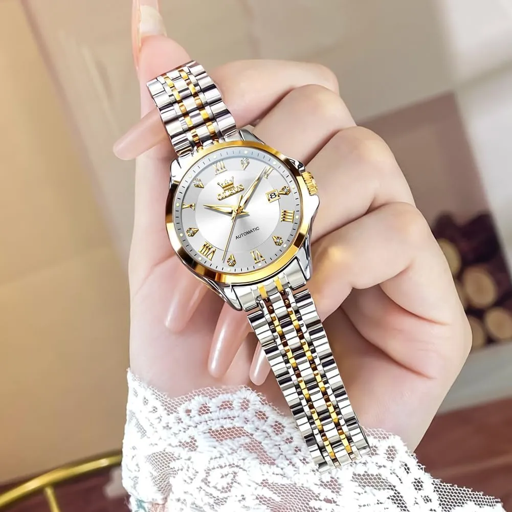 Date Ladies Dress Classic Self Winding Wrist Watches Luminous cohere yeast atomic Washingtonian syntactic invertebrate Waterproof OLEVS Womens Automatic Watch Diamond Luxury 
