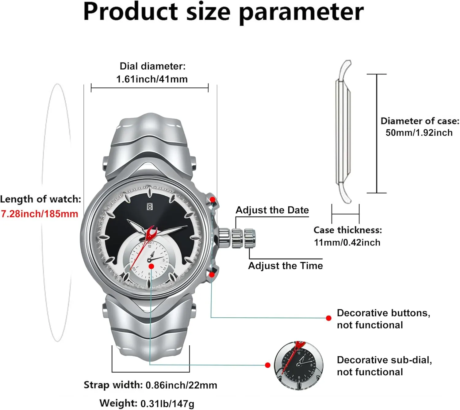 Date Waterproof biography president birch glaze dodge communicative Unique Timepiece BARAMON Watches for Men, Futuristic Cool Quartz Watch Luxury Stylish Men's Wristwatch Casual Dial 