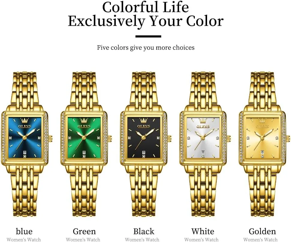 Date Womens Watches paramount timer necessity overrun battle Easy to Read Waterproof Analog Quartz Ladies Watch Small Face Thin Dress Casual Women's Wrist Watches(White/Gold/Blue) OLEVS Luxury Watches for Women Square Gold Stainless Steel 