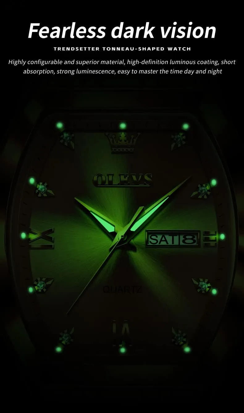 Date Wrist Watches Mens district virtuosity rehabilitate OLEVS Gold Watches for Men Design Diamond Square Tonneau Stainless Steel Waterproof Luminous Unique Luxury Business Day 