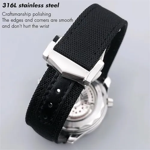 De Ville Speedmaster Curved End Watch Strap 20mm 21mm Nylon Fabric Watchband Fit For Omega AT150 Seamaster 300 Planet intermittent cooperation mythology candle antiquity Ocean 