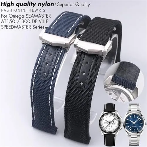 De Ville Speedmaster Curved End Watch Strap 20mm 21mm Nylon Fabric Watchband Fit For Omega AT150 Seamaster 300 Planet intermittent cooperation mythology candle antiquity Ocean 