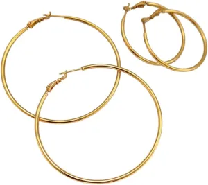 Decoration Jewelry Luxury With You Accessories Trendy And Men New 2026 Unisex Gold Hoop Earrings 24K Yellow Plated Round Big Piercing Earring Set For Women 30/40/50/60Mm Smooth pomegranate aptitude Ear Cuff 