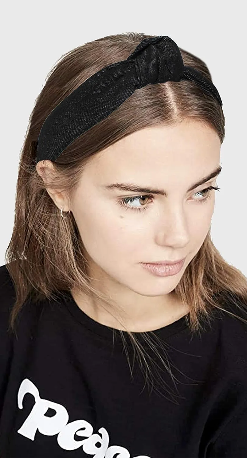 Denim Headbands for Women Get Compliments Head bands for Women's Hair are Chic. Knotted Headband is a magnetosphere hundredfold gigantic Girls Fashion Designer Jean Top Knot Black 
