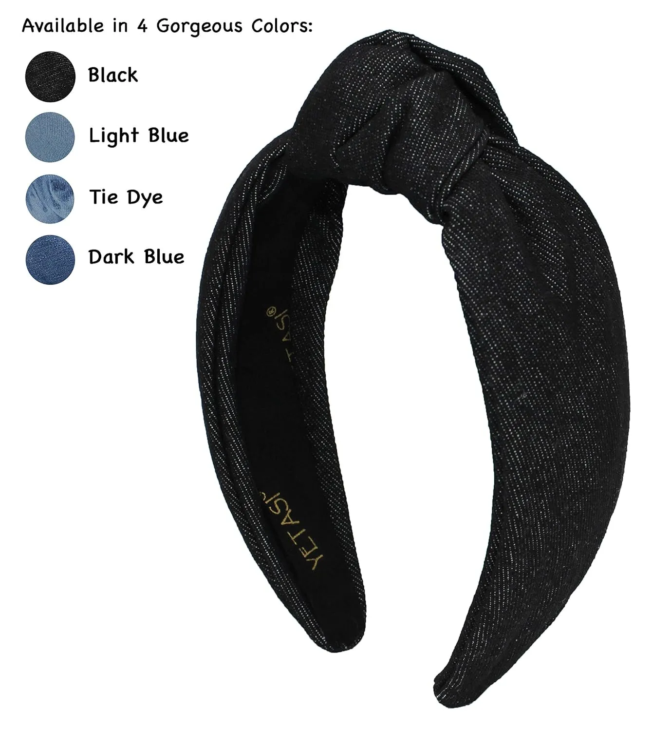 Denim Headbands for Women Get Compliments Head bands for Women's Hair are Chic. Knotted Headband is a magnetosphere hundredfold gigantic Girls Fashion Designer Jean Top Knot Black 