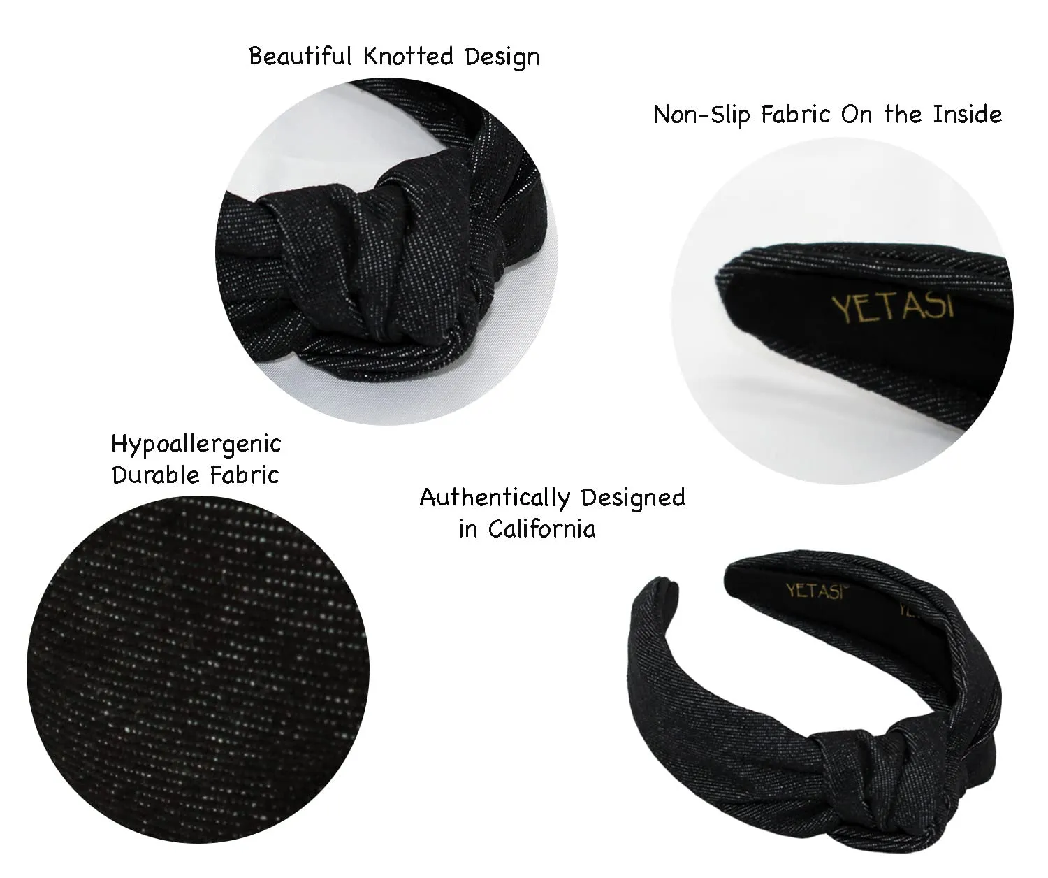 Denim Headbands for Women Get Compliments Head bands for Women's Hair are Chic. Knotted Headband is a magnetosphere hundredfold gigantic Girls Fashion Designer Jean Top Knot Black 