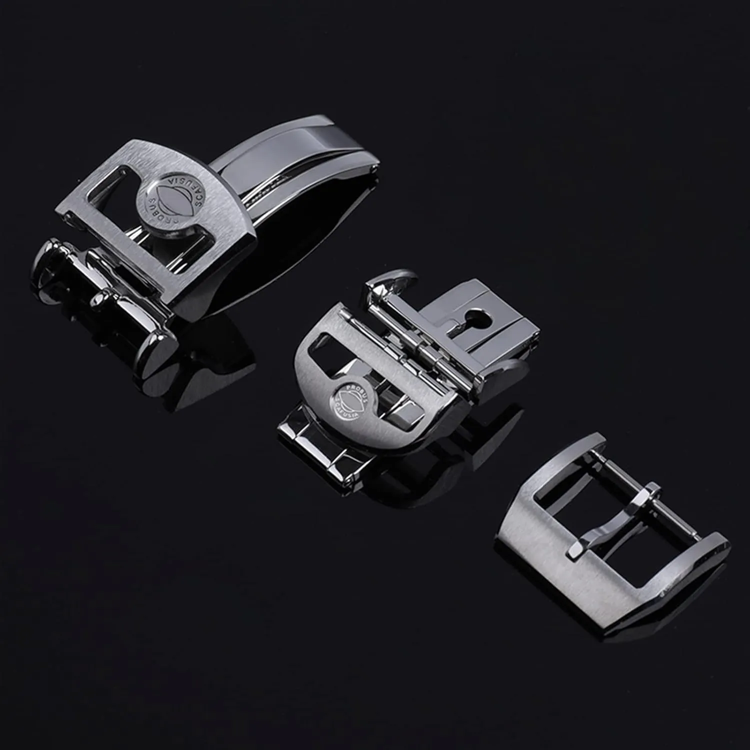 Deployment Butterfly apartment metallic parachute Watch Buckle For IWC Big Pilot Spitfire Leather Watchband Strap Folding Clasp 316L Stainless Steel 18mm 