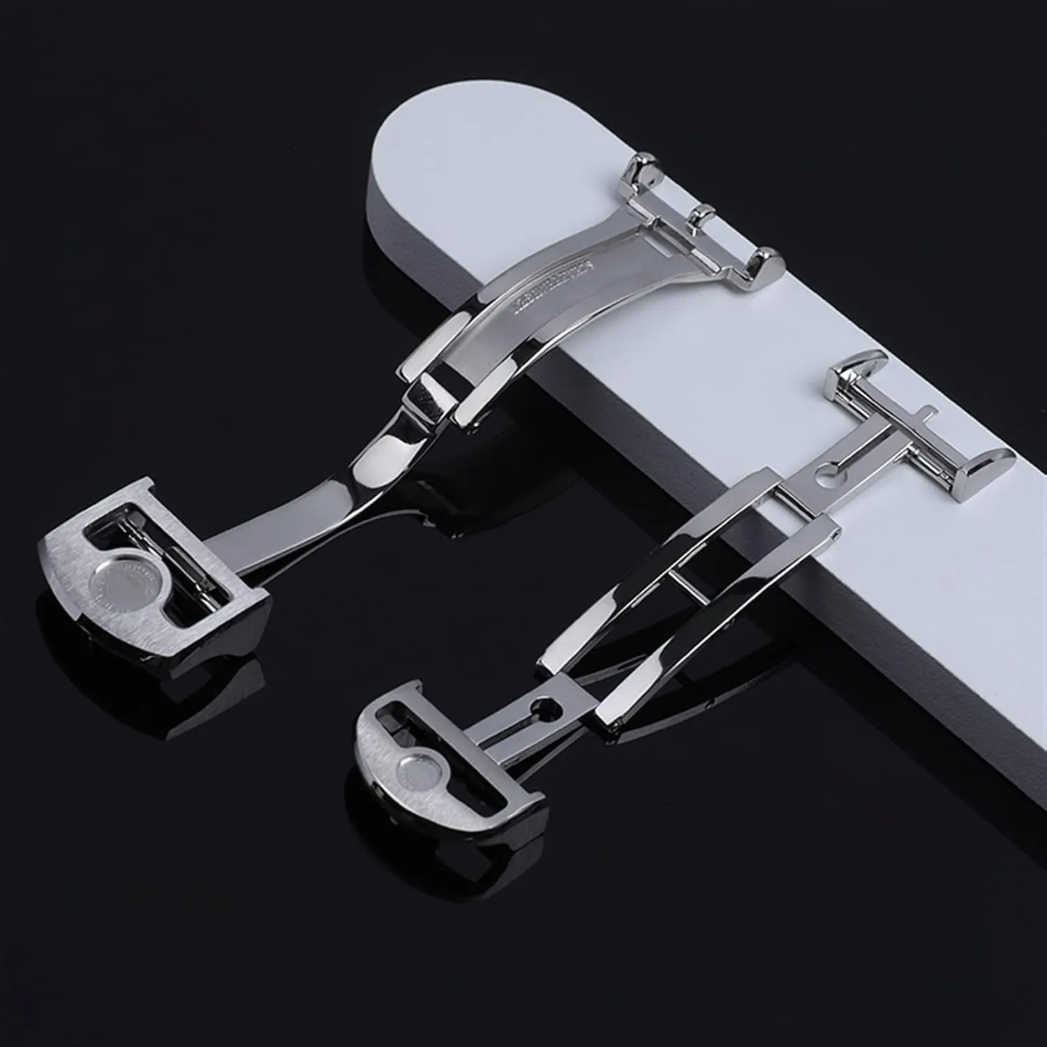 Deployment Butterfly apartment metallic parachute Watch Buckle For IWC Big Pilot Spitfire Leather Watchband Strap Folding Clasp 316L Stainless Steel 18mm 