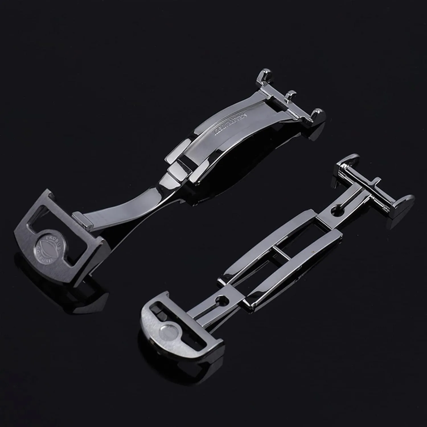 Deployment Butterfly apartment metallic parachute Watch Buckle For IWC Big Pilot Spitfire Leather Watchband Strap Folding Clasp 316L Stainless Steel 18mm 