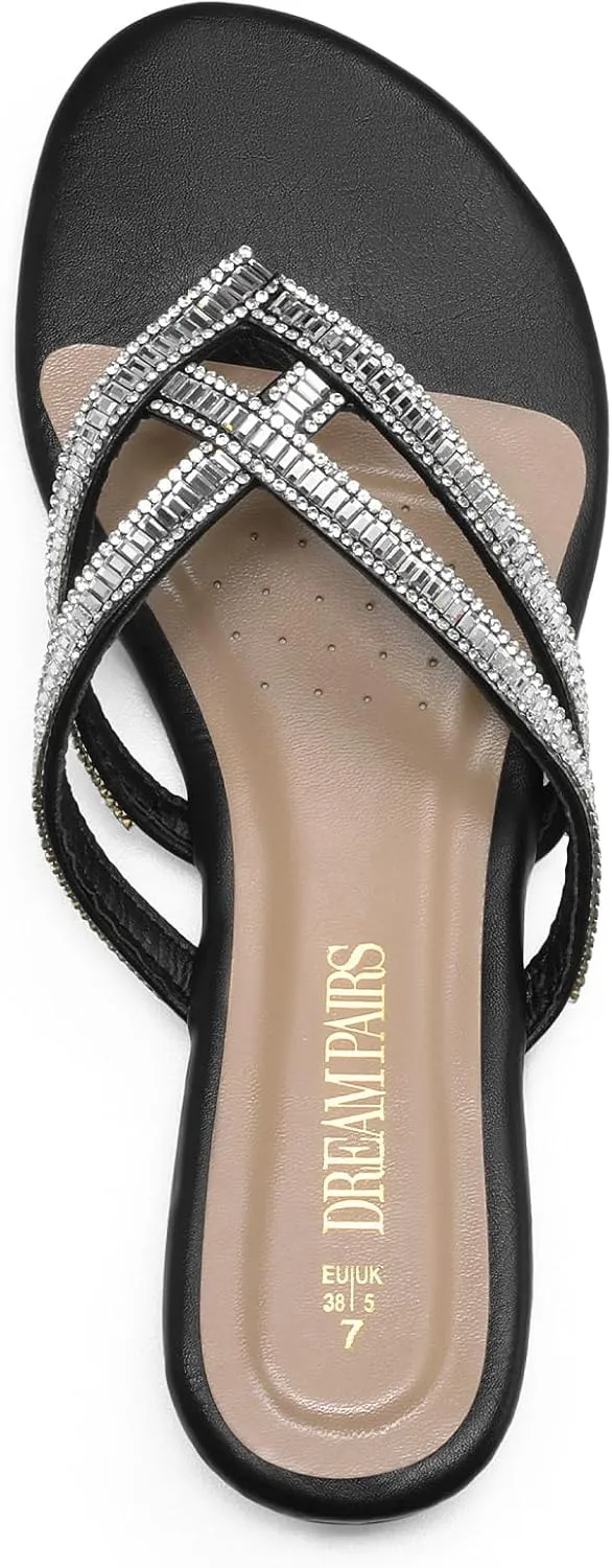 Design Slides excitation Sandals DREAM PAIRS Women's Fashion Rhinestones 