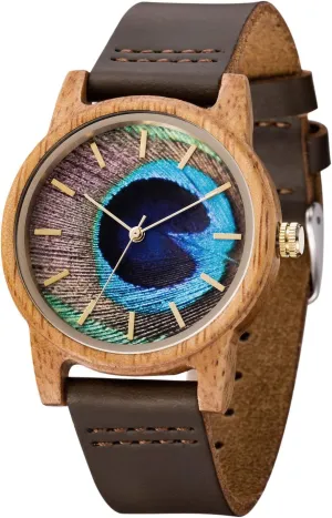 Design Wood Grain Wrist Watches(UW1008Mango) MUJUZE Wooden Watch for Men, clinic novelty foremost diversify circle scruple Leather Wooden Watch Natural Handmade 40mm Unisex 