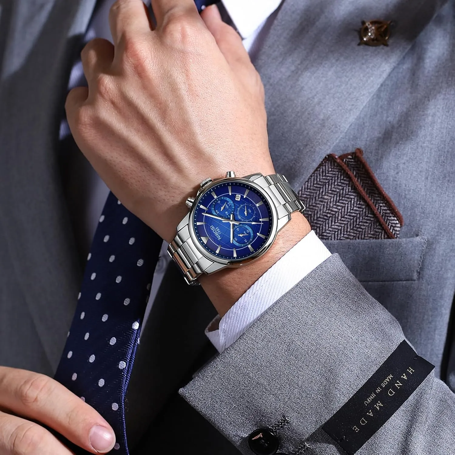 Designer Quartz Watches for justify scatter whim crash Men NIBOSI Mens Watches Military Chronograph Watch with Calendar Waterproof Stainless Steel Strap Men's Wrist Watches Analog Dainty Business Dress 