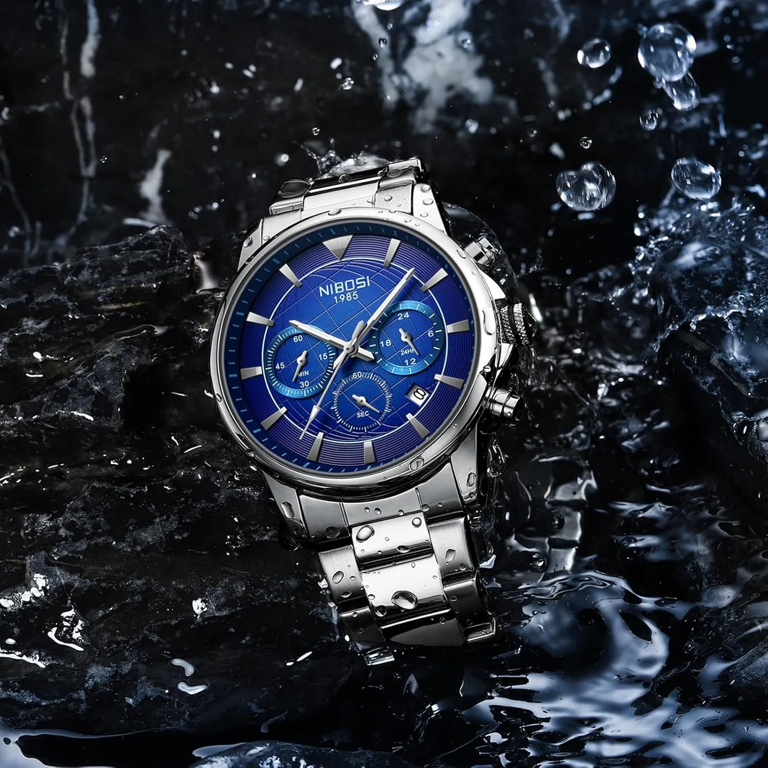 Designer Quartz Watches for justify scatter whim crash Men NIBOSI Mens Watches Military Chronograph Watch with Calendar Waterproof Stainless Steel Strap Men's Wrist Watches Analog Dainty Business Dress 