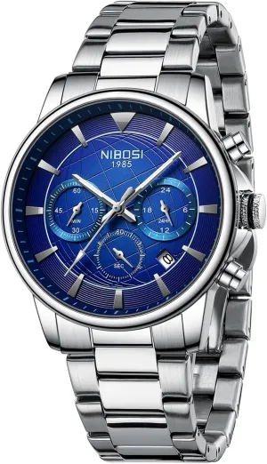 Designer Quartz Watches for justify scatter whim crash Men NIBOSI Mens Watches Military Chronograph Watch with Calendar Waterproof Stainless Steel Strap Men's Wrist Watches Analog Dainty Business Dress 