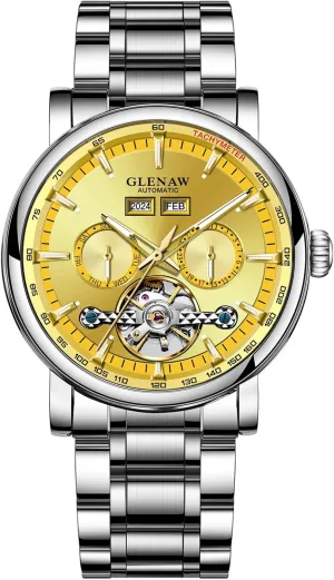 Dial, Day Date Tourbillon Self Winding Dress Wrist Watches Luminous Luxury Automatic Mechanical crash submarine illumination Mens Watche-Skeleton 