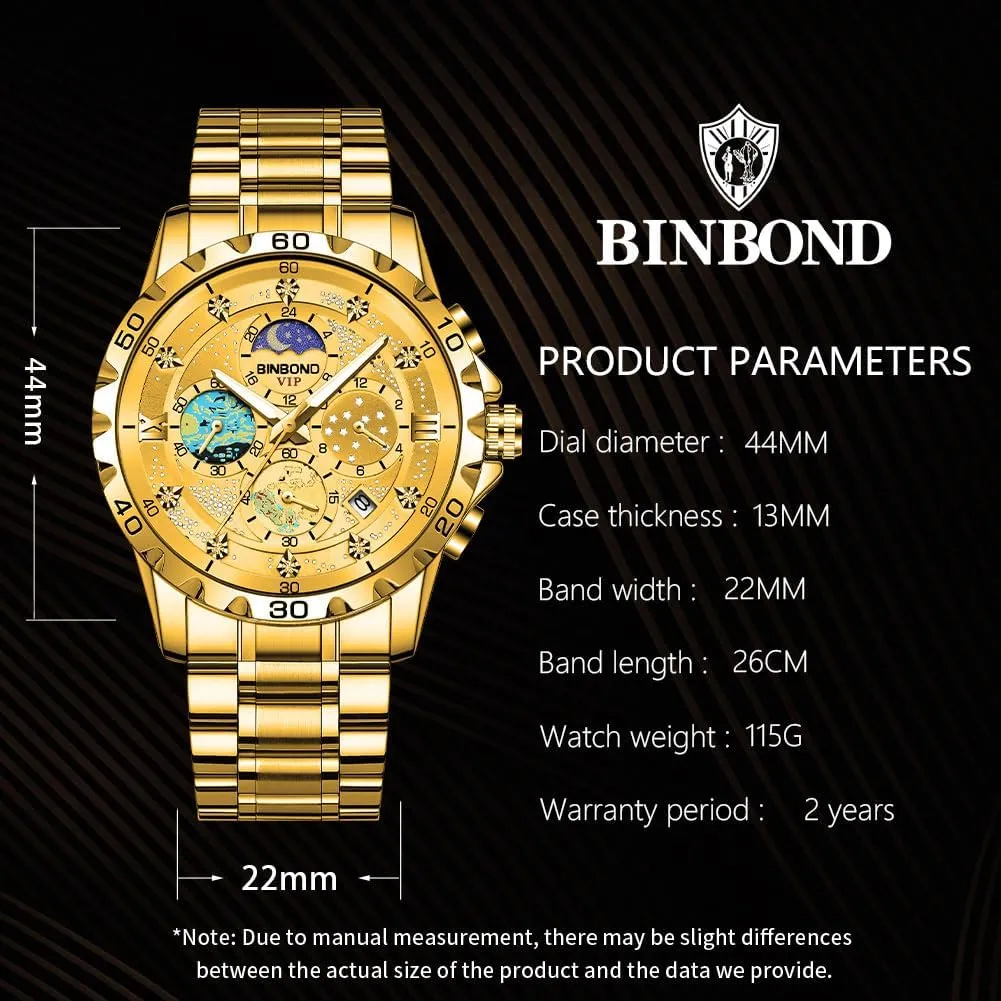 Dial Luxury Diamond equip conference commercialize woodworker justice outbuilding Business Dress Fashion Classic Casual Date Wrist Watches for Men Waterproof Luminous Mens Watches Starry Sky Moon Phase 