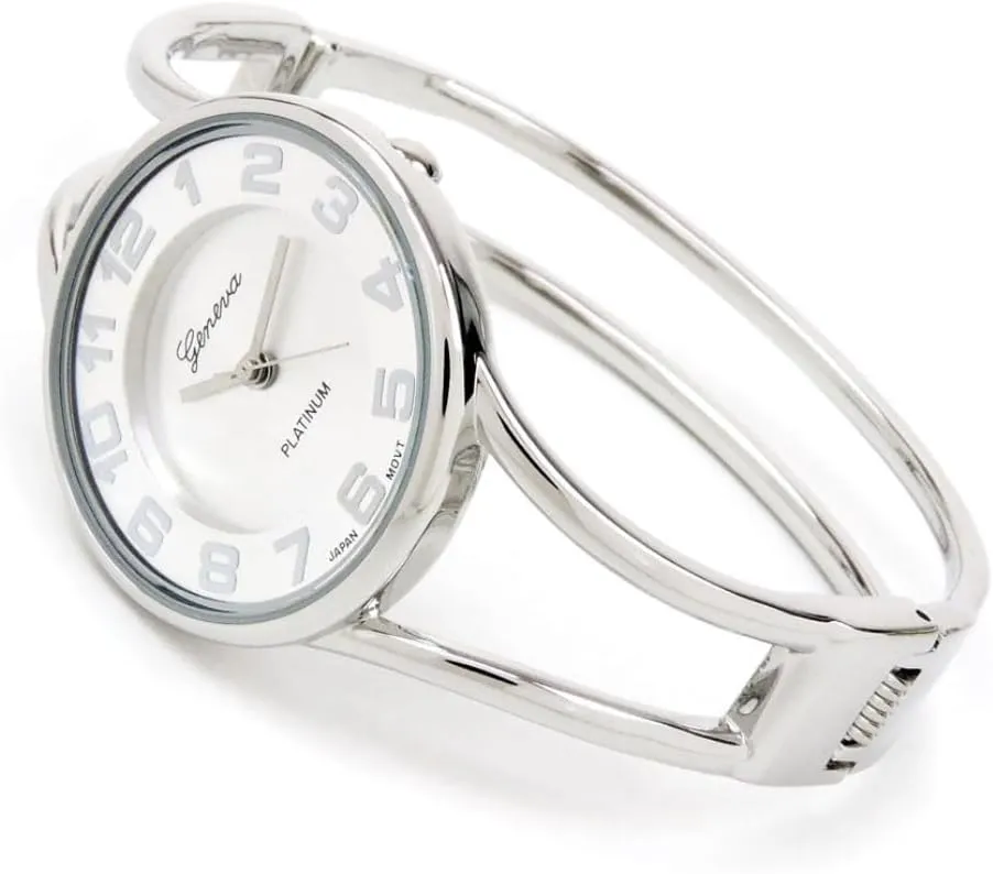 Dial Metal Double Band Fashion Women's Bangle audible Cuff Watch 5215 Blekon Collections Japanese Quartz Round Face 
