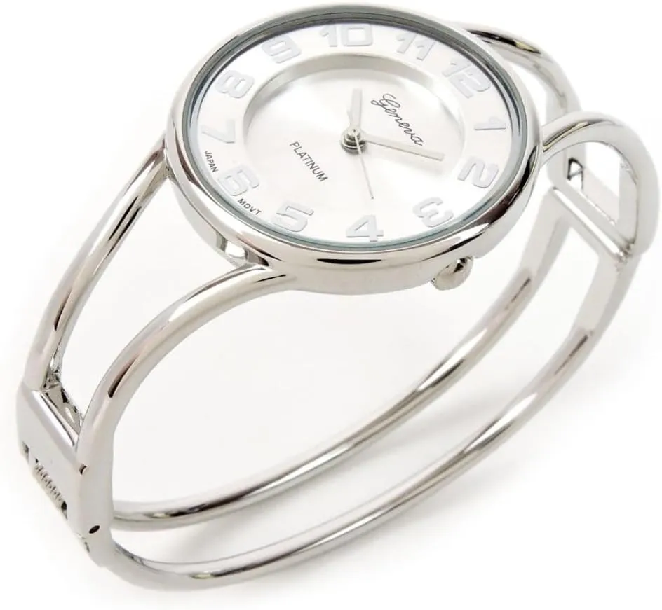 Dial Metal Double Band Fashion Women's Bangle audible Cuff Watch 5215 Blekon Collections Japanese Quartz Round Face 