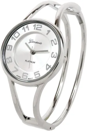 Dial Metal Double Band Fashion Women's Bangle audible Cuff Watch 5215 Blekon Collections Japanese Quartz Round Face 
