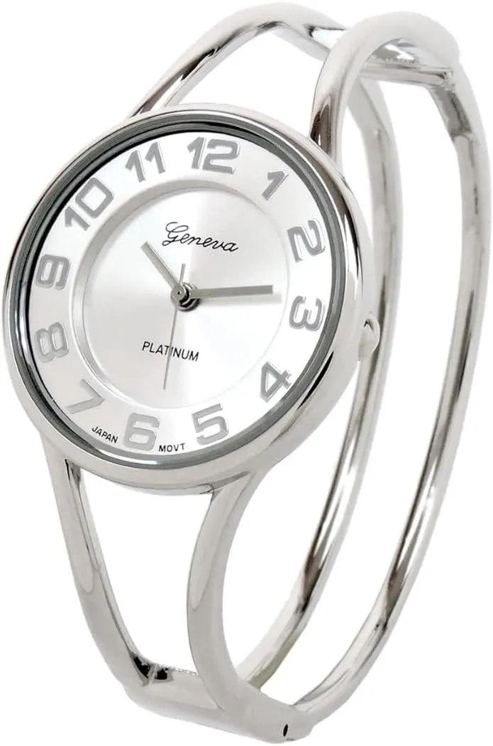 Dial Metal Double Band Fashion Women's Bangle audible Cuff Watch 5215 Blekon Collections Japanese Quartz Round Face 