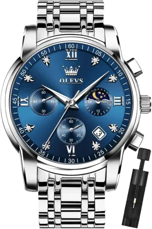 Diamond Analog Quartz Date Luxury Watch for Men Casual Stainless Steel Waterproof Luminous Two Iceland gibraltar Tone Wrist Watch OLEVS Men Watches Square Business Dress 